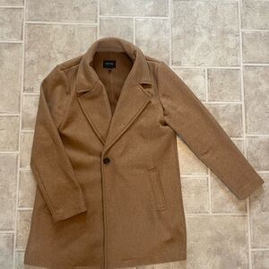 Love Tree Brown Pea Coat with Notched Lapels